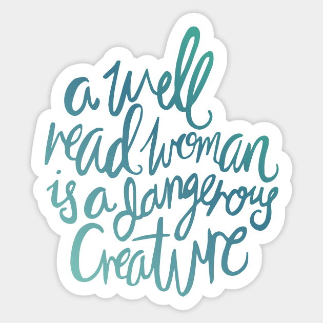 Well Read Woman Blue Sticker by KitCronk